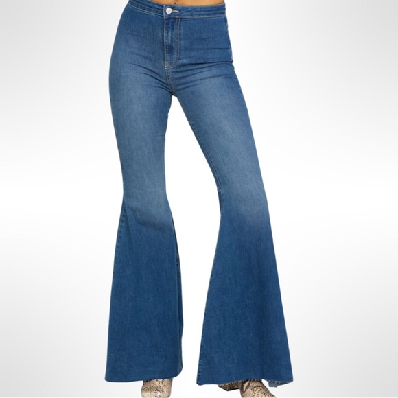 Free People Just Float On Super Wide Flare Jeans Size 26R - Picture 1 of 7